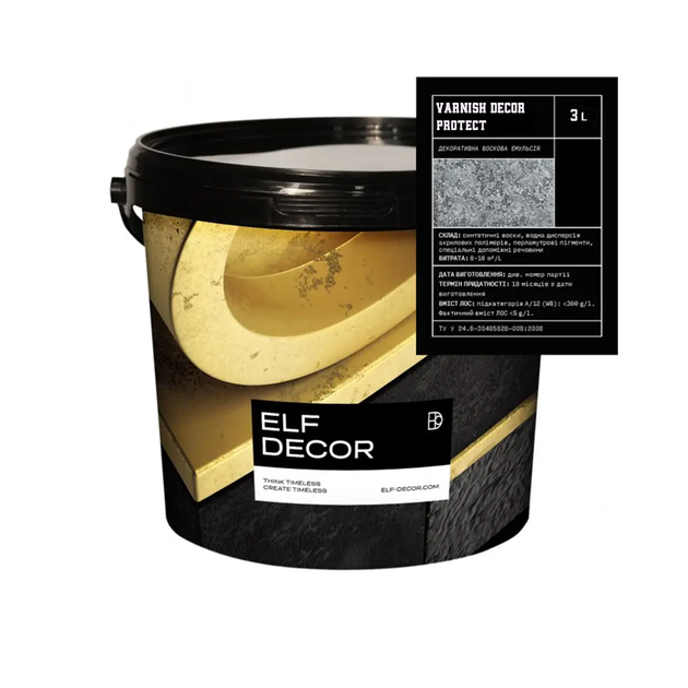 Защитный лак акриловый Elf Decor Varnish Protect Super Matt матовый 3л - Фото 1 Защитный лак акриловый Elf Decor Varnish Protect Super Matt матовый 3л - изображение 1