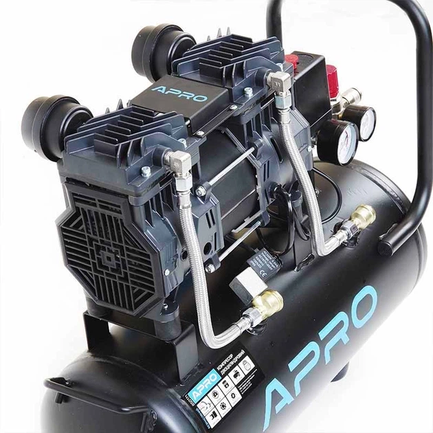 Компресор двоциліндровий безмасляний OFE-24 (кран + штуцер) APRO (850171) - изображение 7