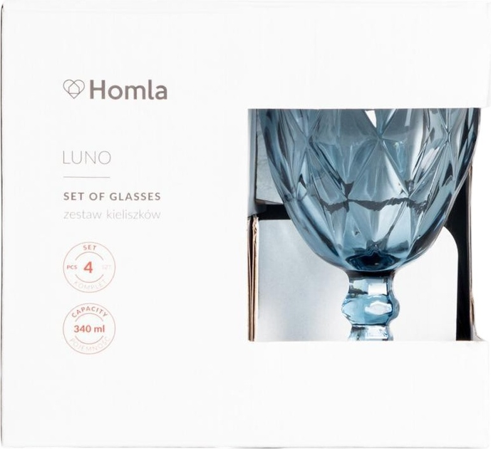 Zestaw kieliszków Homla LUNO do wina niebieskie 340 ml 4 szt (5906496748202) - obraz 4