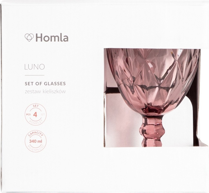 Zestaw kieliszków Homla LUNO do wina różowy 340 ml 4 szt (5906496748219) - obraz 2