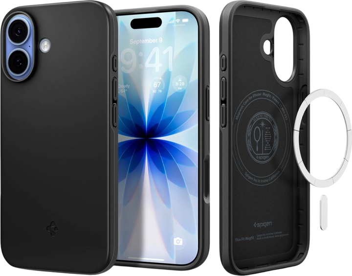 Etui plecki Spigen Thin Fit MagSafe Case do Apple iPhone 17 Black (8800283315059) - obraz 1