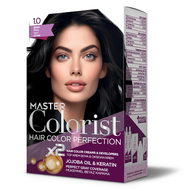 Краска для волос Master Colorist 1.0 Черный, 2x50 мл+2x50 мл+10 мл - Фото 1 Краска для волос Master Colorist 1.0 Черный, 2x50 мл+2x50 мл+10 мл - изображение 1