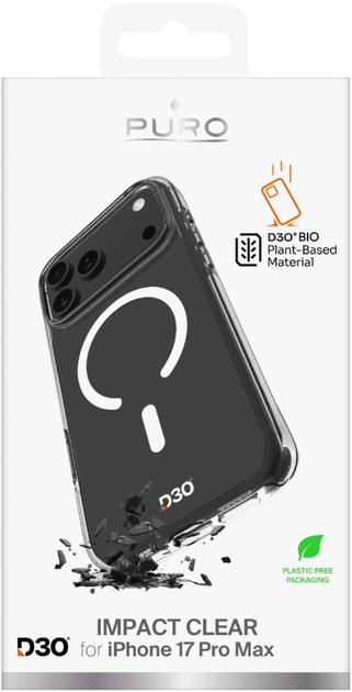 Панель Puro Impact Clear D3O MagSafe для iPhone 17 Pro Max Transparent (8018417525803) - зображення 2