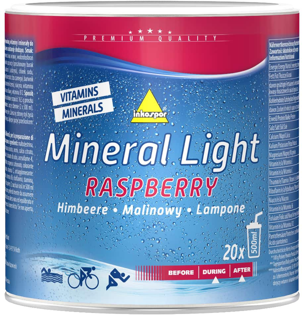 Napój jonowy Inkospor Mineral Light Jar Raspberry 330 g (4260057669422) - obraz 1