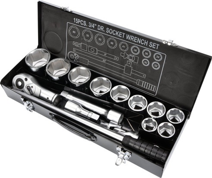 Zestaw nasadek YATO 3/4" 15 elementów (YT-1334) - obraz 2