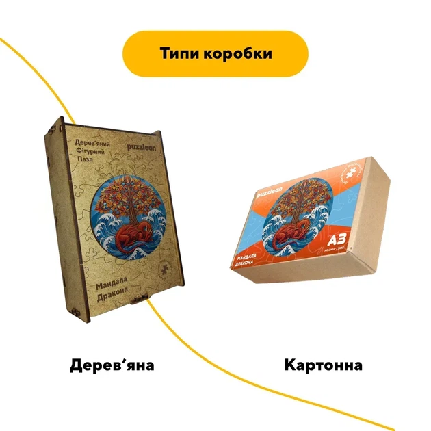 Дерев'яний фігурний пазл Мандала Дракона, А5, Дерев'яна коробка 35 елементів - зображення 4