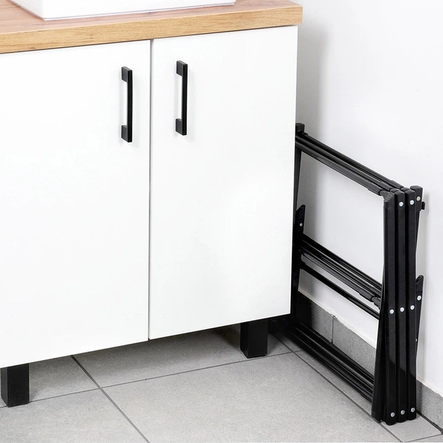 Suszarka na pranie Vilde pionowa rozsuwana z metalu czarna 94 cm (5904316472177) - obraz 5