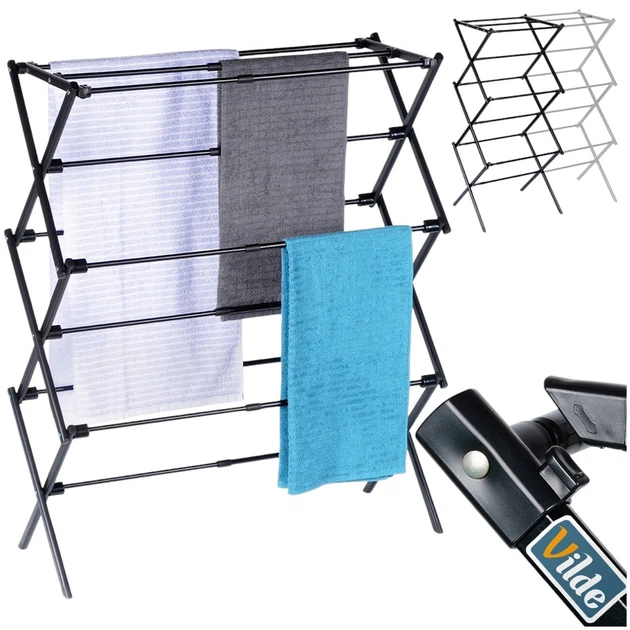 Suszarka na pranie Vilde pionowa rozsuwana z metalu czarna 94 cm (5904316472177) - obraz 8
