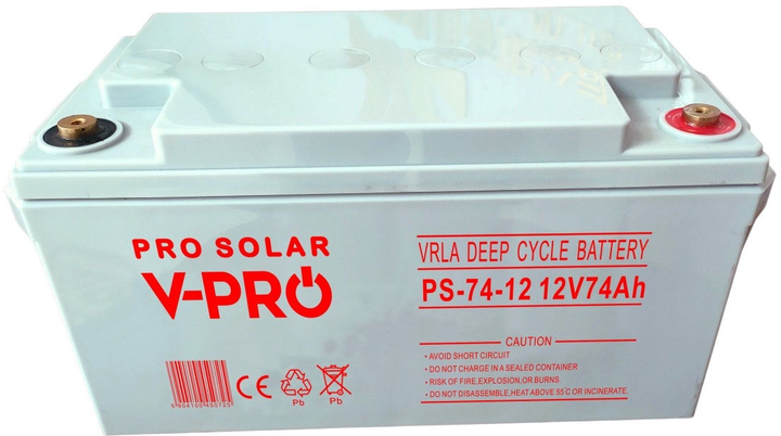 Акумуляторна батарея Volt Polska DEEP CYCLE VPRO SOLAR 12V 74Ah VRLA (5904100450725) - зображення 3