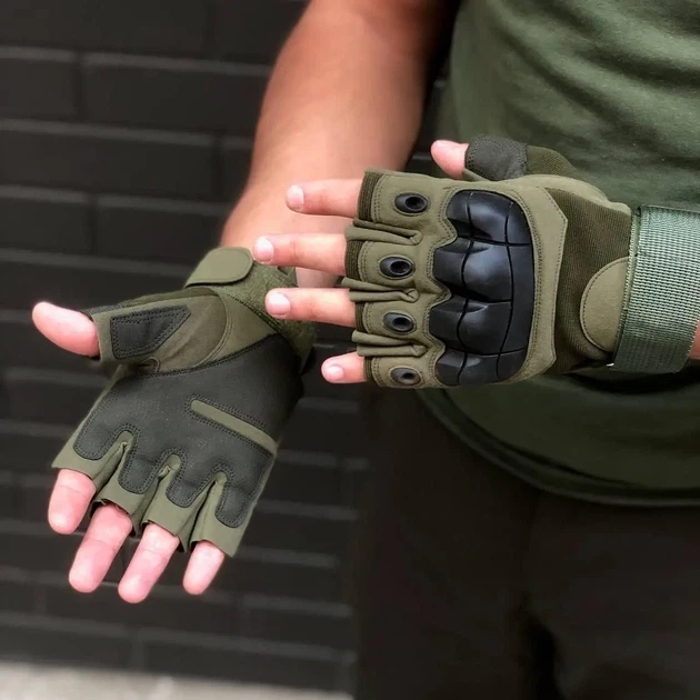 Тактические перчатки беспалые Combat Tac Хаки L - изображение 5