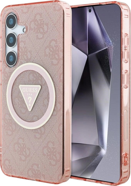 Панель Guess 4G Glitter Triangle Buttons MagSafe для Samsung Galaxy S25 Pink (3666339449612) - зображення 5