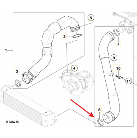 Резинка патрубка интеркулера BMW 3 (E90-E93)/X1 (E84)/X3 (E83) 98-15 M57/N54/N55 ( 63 X 69 X 4 ) (11617791469) - изображение 4