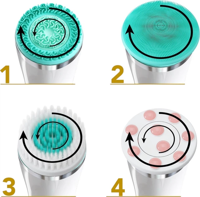 Szczoteczka do twarzy Lumineo Brush Pro 4 końcówki + żel do skóry wrażliwej turkusowa (5904726872772) - obraz 5