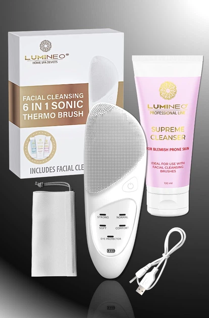 Szczoteczka do twarzy Lumineo Sonic perłowa + żel do skóry problematycznej (5904726872741) - obraz 5
