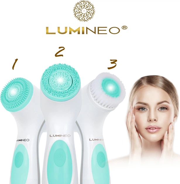 Szczoteczka do twarzy Lumineo Brush Classic 3 końcówki + żel do wszystkich rodzajów skóry (5904726872482) - obraz 3