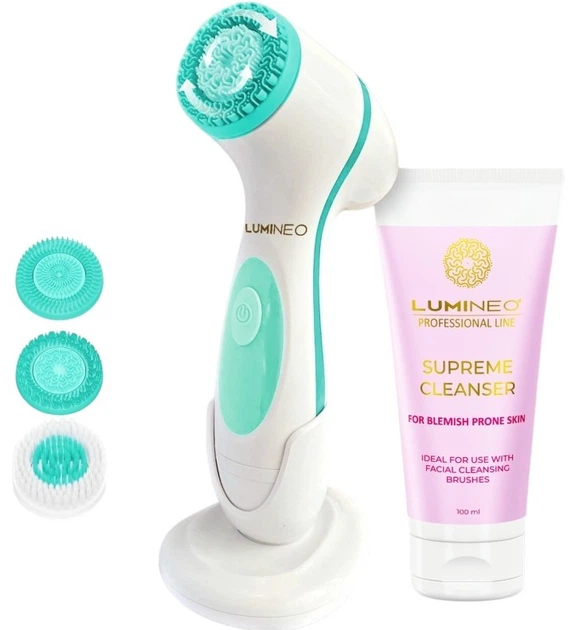 Szczoteczka do twarzy Lumineo Brush Classic 3 końcówki + żel do skóry problematycznej (5904726872444) - obraz 1