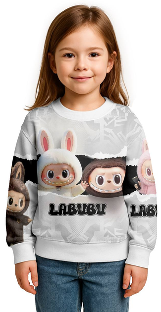 Свитшот детский для девочки Labubu 1, стильный свитшот Лабубу с принтом персонажа (размер S 122) - Фото 2 Свитшот детский для девочки Labubu 1, стильный свитшот Лабубу с принтом персонажа (размер S 122) - изображение 2