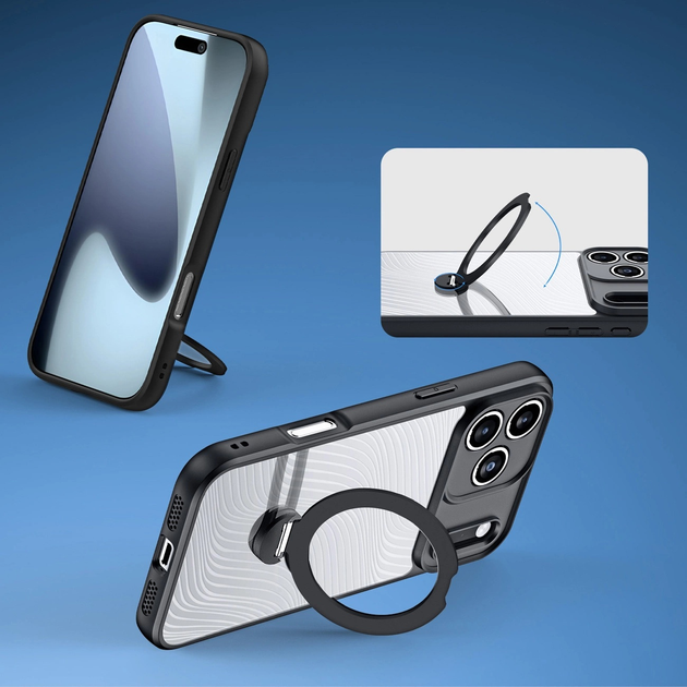Панель Dux Ducis Aimo Mag Case with Magnetic Ring and Stand для Apple iPhone 17 Pro Black (6971824153361) - зображення 5