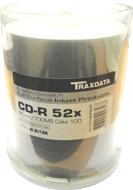 Диски Traxdata CD-R 700MB 52X Pro HD Glossy Inkjet Print 100 шт. (4719303511224) - зображення 1