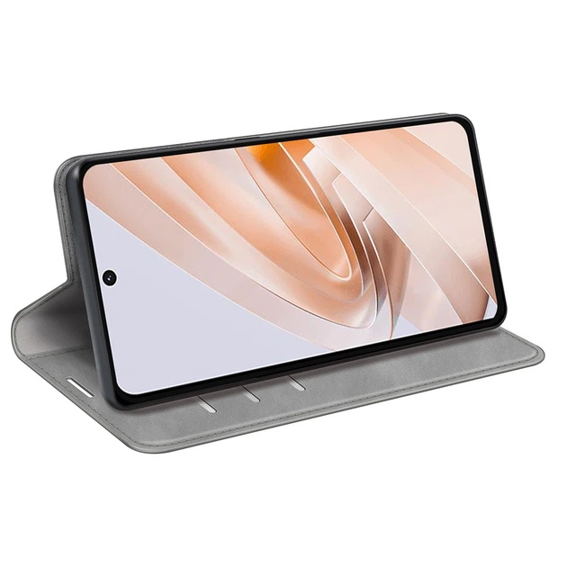 Чехол Taba Retro-Skin для Xiaomi Redmi 13 книжка с визитницей кожа PU серый - Фото 5 Чехол Taba Retro-Skin для Xiaomi Redmi 13 книжка с визитницей кожа PU серый - изображение 5