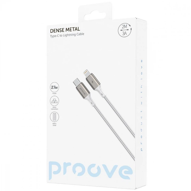 Кабель Proove Dense Metal Type-C to Lightning 27W (2m) white - изображение 2