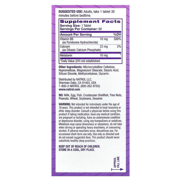 Мелатонин, Natrol, 60 таблеток, (NTL-05964) - изображение 2