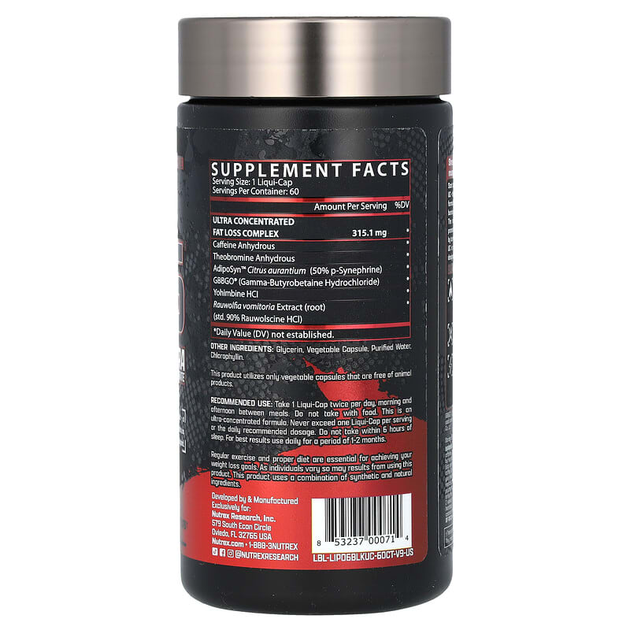 Nutrex Research, Lipo-6 Black UC Fat Destroyer - 60 жидк.капс (103089) - изображение 2