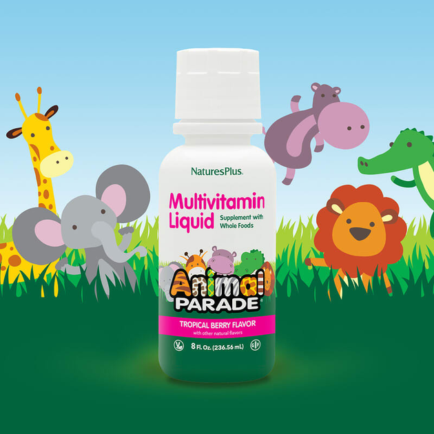Вітаміни для дітей, children's Multi-Vitamin, nature's Plus, Animal Parade, ягідний смак, 236,56 мл (NAP-29954) - зображення 3