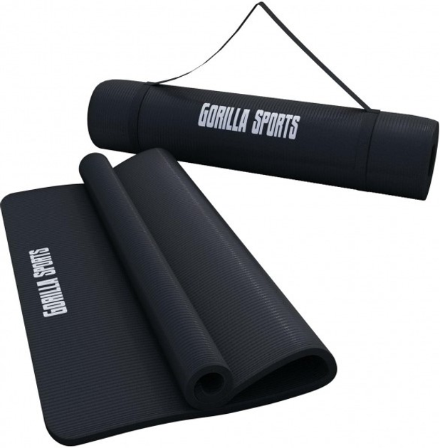 Duza mata do cwiczen, jogi, pilatesu Gorilla Sports Deluxe 190 x 100 x 1.5 cm czarna (4260200842343) (955555910060563) - Outlet - obraz 1