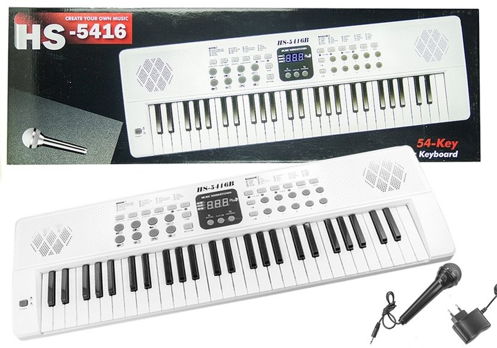 Pianino elektryczne Lean Toys HS-5416B z mikrofonem USB 1277 (5905991032366) (955555912066337) - Outlet - obraz 1