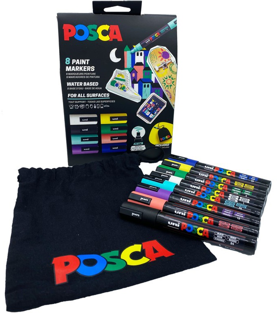 Набір ручок Uni Posca Pouch PC-5M 8 шт (3701614900683) (955555912363262) - Уцінка - зображення 2