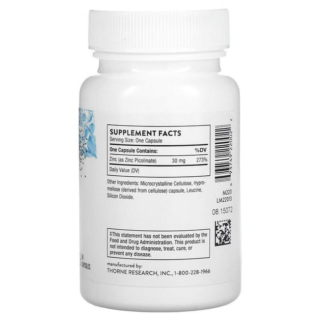 Цинк picolinate посилений, Zinc Picolinate, Thorne Research, 60 капсул, (THR-22002) - зображення 2