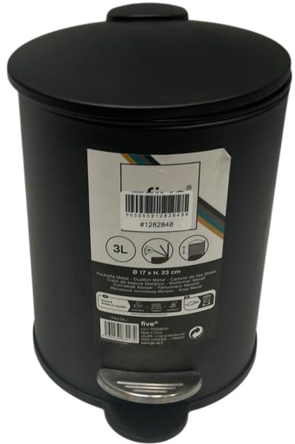 Kosz na smieci do lazienki 5five Simply Smart Modern 3 l Czarny (3560233830234) (955555912828488) - Outlet - obraz 3