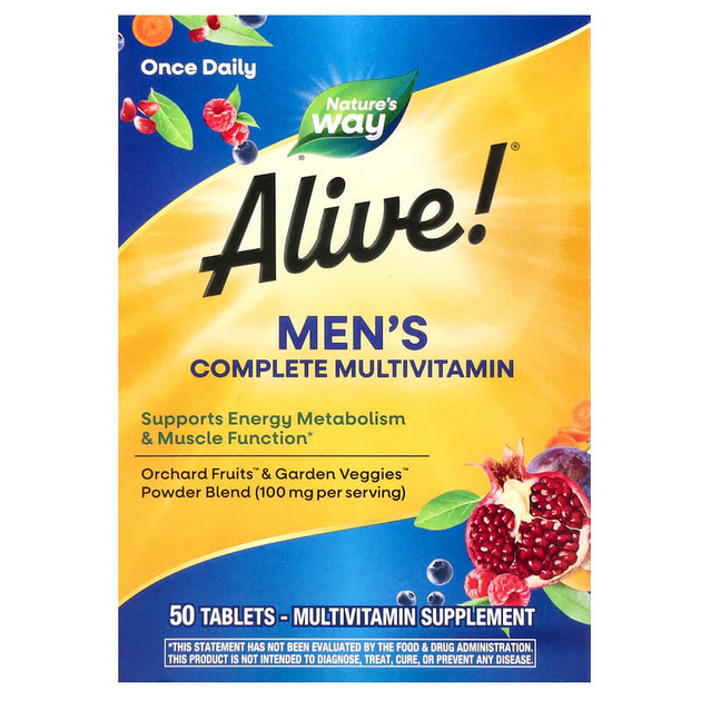 Фото - Витамины и минералы Natures Way Nature's Way, Alive!, мультивітамінний комплекс для чоловіків, 50 таблеток  (NWY-13660)