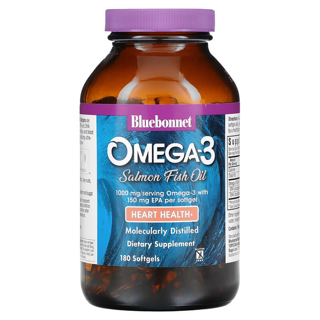 Натуральна Омега-3 із лососевого жиру, Bluebonnet Nutrition, 180 желатинових капсул (BLB-00953) - зображення 3