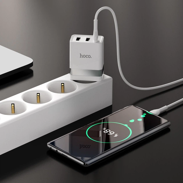 Мережевий зарядний пристрій Hoco N21 Pro Tourer PD30W (2A1C) charger(EU) White - зображення 8