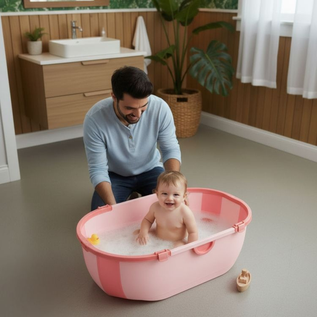 Wanienka dla dzieci EcoToys turystyczna składana Różowa (HA-B46-PK) - obraz 10