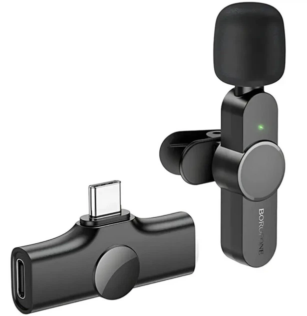Беспроводной петличный микрофон Borofone BFK12 Type-C - Black - Фото 4 Беспроводной петличный микрофон Borofone BFK12 Type-C - Black - изображение 4