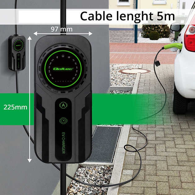 Мобільний зарядний пристрій для електромобілів Qoltec EV з регулюванням 2 в 1 Type 2 3.5 кВт 5 м (5901878524689) - зображення 9