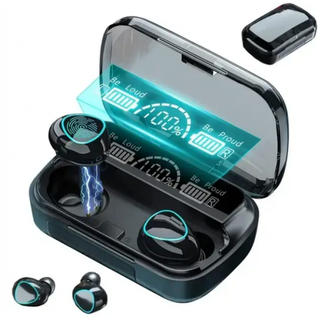 Навушники з повербанком AirBeats PowerMe TWS M10 вакуумні Bluetooth з LED-дисплеєм Чорний - зображення 4