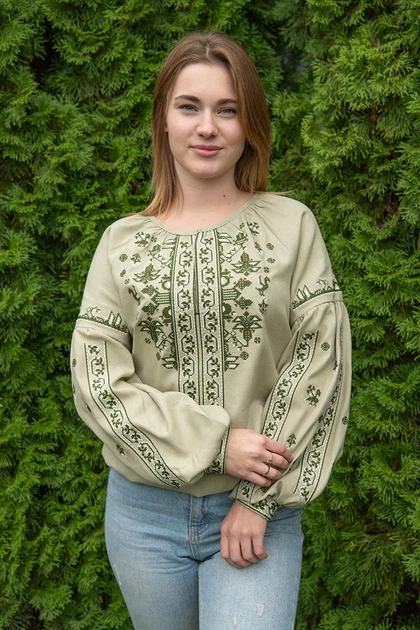 Жіноча вишиванка V&V Поділля M Оливковий (301056193-125) - изображение 3