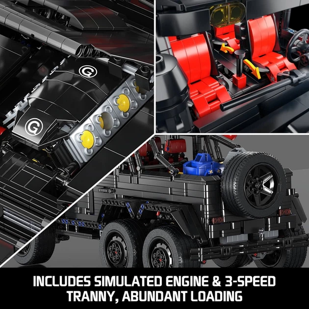 Конструктор MERCEDES-BENZ G63 AMG 6x6, 3300 деталей, 1:8, коллекционная модель (RAEL LE-J901 Black) - изображение 6