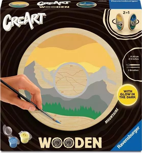 Malowanie po numerach Ravensburger CreArt Wooden Góry 20 cm (4005556259236) - obraz 1