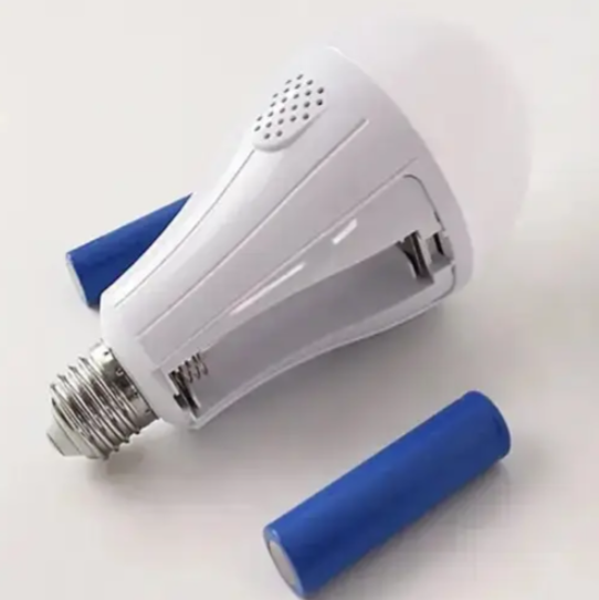 Аккумуляторная цокольная Е27 лампочка LED 2x18650, 20W светодиодная аварийная лампа на батарейках - изображение 4