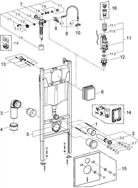 Инсталляция Grohe Rapid SL Solido 38971000 + панель смыва Even 38966KV0 черная глянцевая + унитаз подвесной Kroner Oker WHI533536 Rimless с сиденьем Soft Close дюропласт (38971966KV0KO53R) - изображение 17