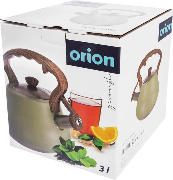Чайник Orion Greenish зі свистком сталевий Зелений 3 л (8592381196950) - зображення 3