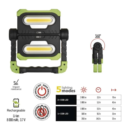 Ліхтар LED EMOS P4536, до 14.5 годин роботи, 2000 лм, 20W, акумулятор 2000 мА·год - зображення 4