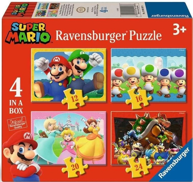 Zestaw puzzli Ravensburger Super Mario 4 w 1 12 + 16 + 20 + 24 elementów 12004107 (4005555041078) - obraz 1