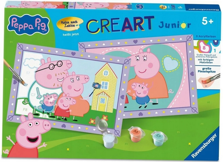Malowanie po numerach Ravensburger Creart dla dzieci Junior: Świnka Peppa (4005556258796) - obraz 1