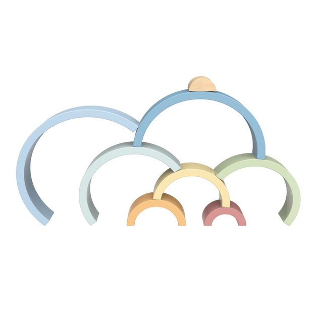 Zabawka edukacyjna Tooky Toys Montessori Drewniana Tęcza pastelowa (6972633378211) - obraz 4